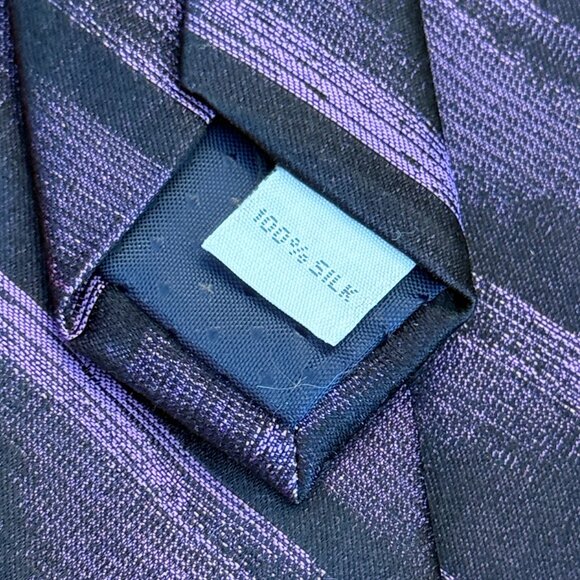 Pierre Cardin 100% Silk Purple Blue & Black Men's Tie - Picture 3 of 4